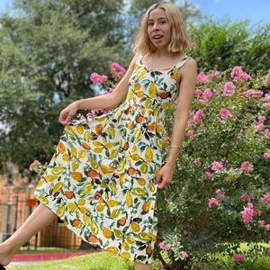 Fruit pattern sweetheart neck Long Dress-Ava James